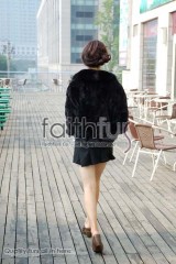 Rex Rabbit Fur Cape with Fox Fur trimmed