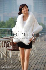 Rex Rabbit Fur Cape with Fox Fur trimmed