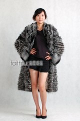 Silver Fox fur Long Coat/Overcoat