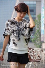 Rex Rabbit Fur Knitted Cape