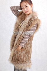 Rabbit Fur Knitted Vest with Racoon Fur trimmed