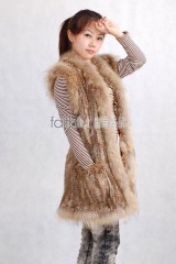 Rabbit Fur Knitted Vest with Racoon Fur trimmed