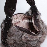 Silver Blue Fox Fur Handbag / Purse
