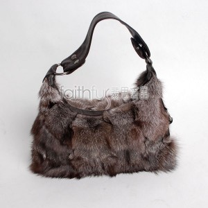 Silver Blue Fox Fur Handbag / Purse