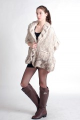 Mink Fur Knitted Shawl