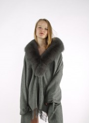 Cashmere Shawl Kashmiri Pashmina with Fox Fur Collar