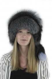 Women Winter Real Fox Fur Russian Davy Crockett Hat with Tail