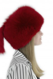 Women Winter Real Fox Fur Russian Davy Crockett Hat with Tail