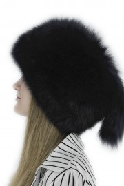 Women Winter Real Fox Fur Russian Davy Crockett Hat with Tail
