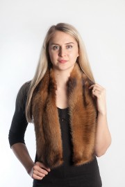 Ladies Winter Real Fitch Polecat Fur Scarf Stole Shawl Muffler Brown