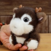 Mink fur fawn keychain plush fur keyring bag charm children cartoon animal doll
