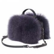 Fox Fur Women's Handbag Winter Warm Female Fashion Shoulder Leather Bag Multicolour Fox Fur Bags