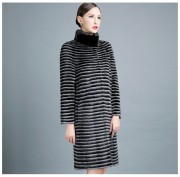 High Quality Knitted Natural Mink fur Coats with Cashmere Collar