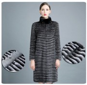 High Quality Knitted Natural Mink fur Coats with Cashmere Collar