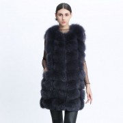 Women Real Long Fox Fur Vest