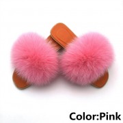 Women Jelly Fox Fur Slides Fluffy Sippers Raccoon Fur Slides