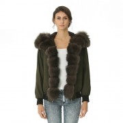 Women Real Fox Fur Parka Anorak Jacket