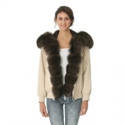Women Real Fox Fur Parka Anorak Jacket