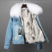 Real Rabbit Fur Thick Lining with Raccoon Fur Collar Parka