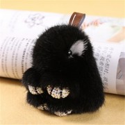 Rabbit Keychain Fluffy Bunny Keychain Mink Fur Keyring