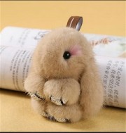 Rabbit Keychain Fluffy Bunny Keychain Mink Fur Keyring