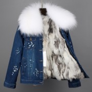 Real Rabbit Fur Thick Lining with Raccoon Fur Collar Parka