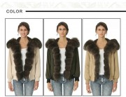 Women Real Fox Fur Parka Anorak Jacket