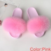 Fluffy Real Fox Fur Slides Multicolor Fur Slides