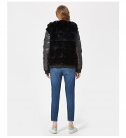 Real Rex Rabbit Fur Down Coat with Hood