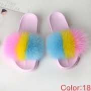 Fluffy Real Fox Fur Slides Multicolor Fur Slides