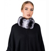 Black Chinchilla Color Cashmere Poncho
