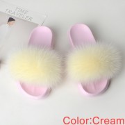 Fluffy Real Fox Fur Slides Multicolor Fur Slides