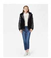Real Rex Rabbit Fur Down Coat with Hood