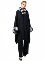 Black Chinchilla Color Cashmere Poncho