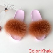 Fluffy Real Fox Fur Slides Multicolor Fur Slides