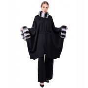 Black Chinchilla Color Cashmere Poncho
