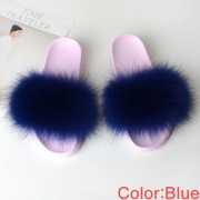 Fluffy Real Fox Fur Slides Multicolor Fur Slides