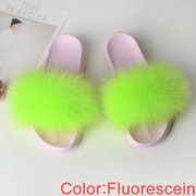 Fluffy Real Fox Fur Slides Multicolor Fur Slides