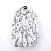 Plus Size Real Whole Skin Genuine Rabbit Fur Coat