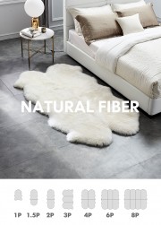 Quarto Large Sheepskin Rug Double Pelt Rug White Fur Carpet 100x180cm
