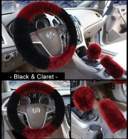 Three-piece Short Fur Steering Wheel Cover Gear Shifter Cover Handbrake Cover
