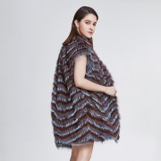 Multicolored Natural Women Real Fox Fur Vest Fur Vest Women