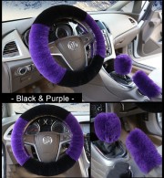 Three-piece Short Fur Steering Wheel Cover Gear Shifter Cover Handbrake Cover