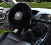 Multi Colored Real Sheepskin Car Steering Wheel Gear Shift Handbrake Fur Cover