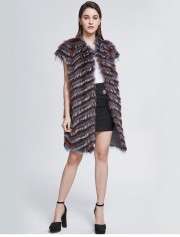 Multicolored Natural Women Real Fox Fur Vest Fur Vest Women