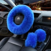 Multi Colored Real Sheepskin Car Steering Wheel Gear Shift Handbrake Fur Cover