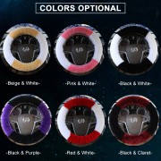 Three-piece Short Fur Steering Wheel Cover Gear Shifter Cover Handbrake Cover
