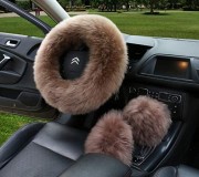 Multi Colored Real Sheepskin Car Steering Wheel Gear Shift Handbrake Fur Cover