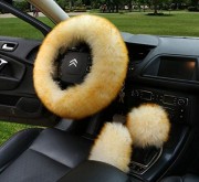 Multi Colored Real Sheepskin Car Steering Wheel Gear Shift Handbrake Fur Cover
