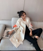 Winter Velvet Mink Fur and Wool Overcoat